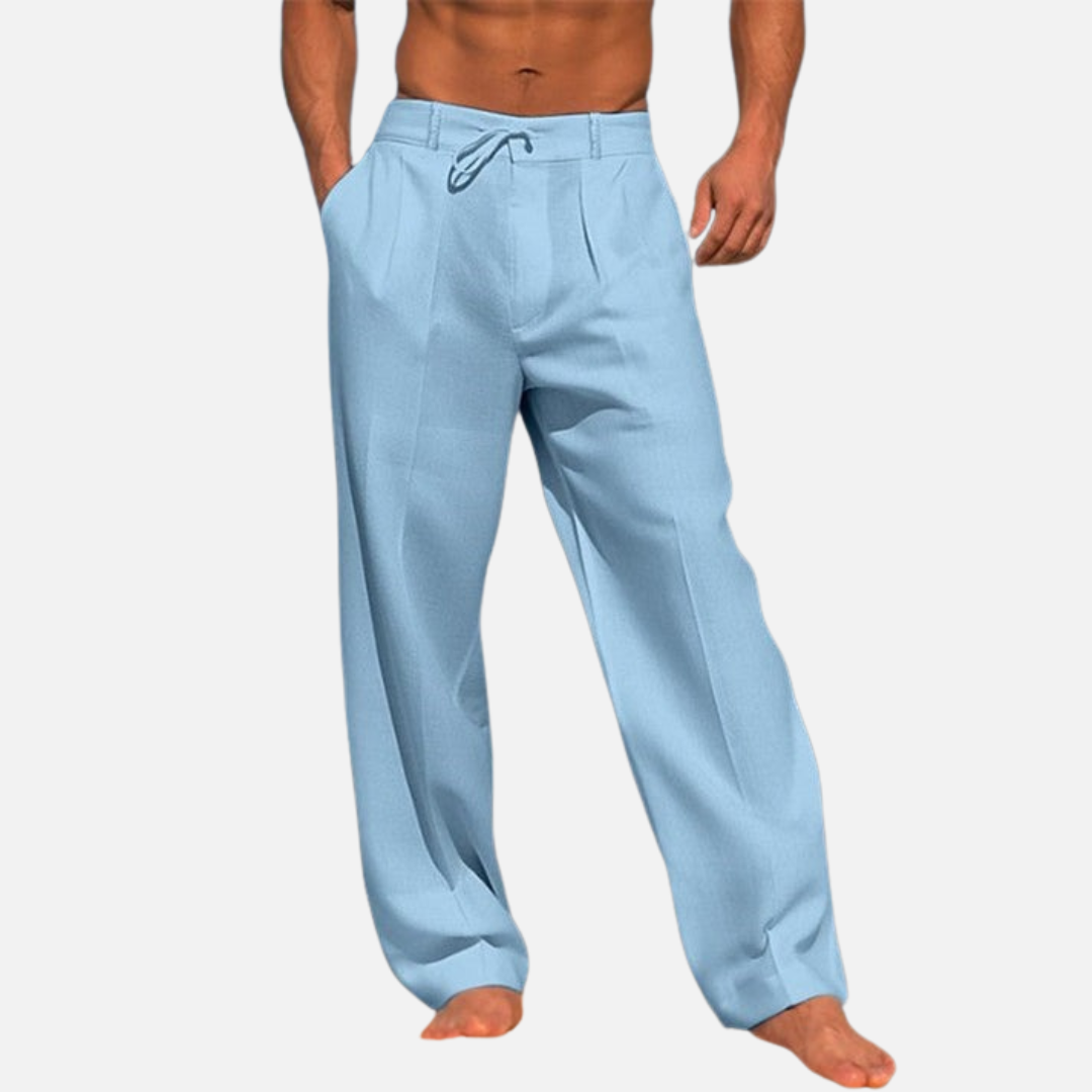 Men’s Linen Trousers - Long Wide-Leg Trousers