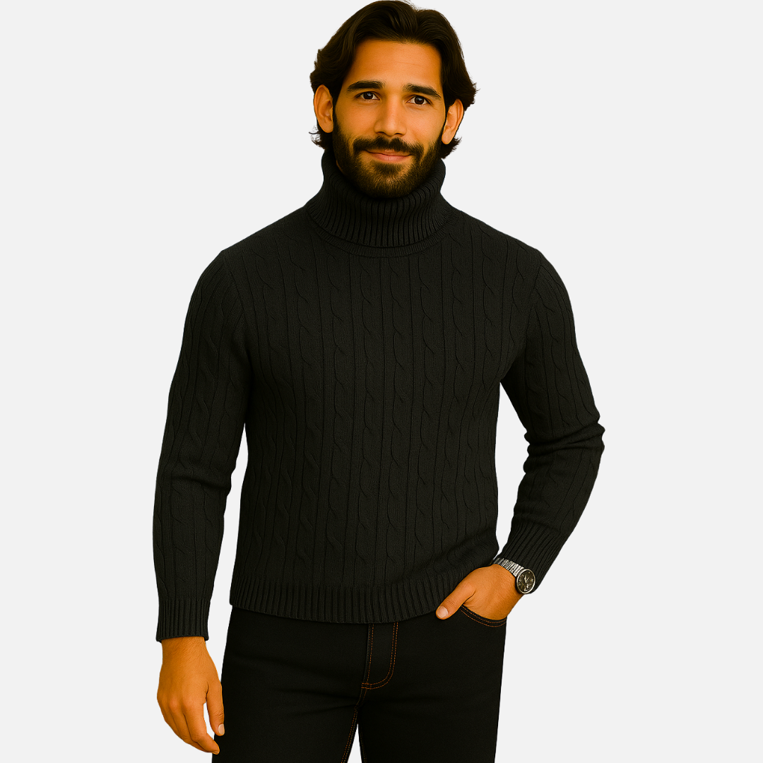 Men's Turtleneck Sweater - Knitted Wool Sweater