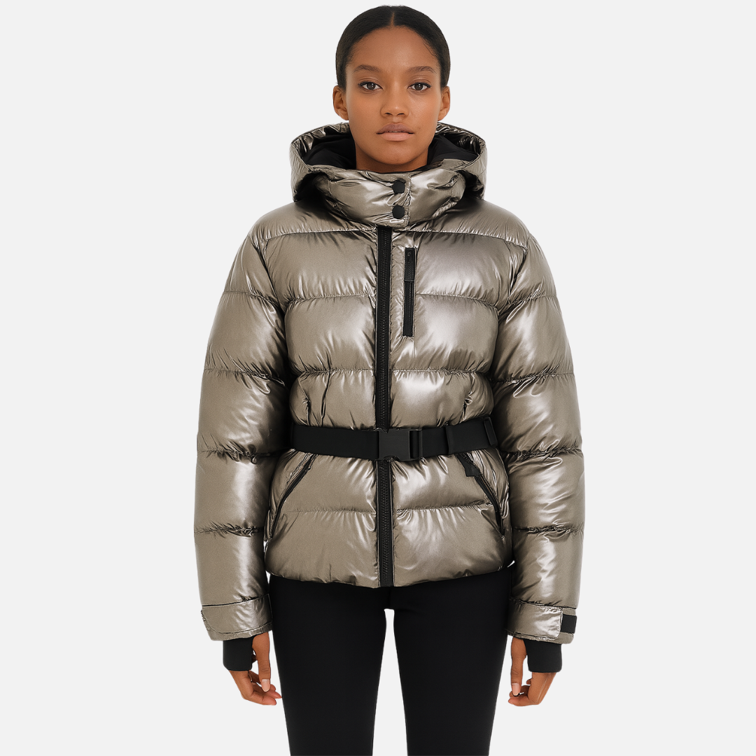 Women’s Belted Puffer Jacket – Warm Quilted Winter Coat