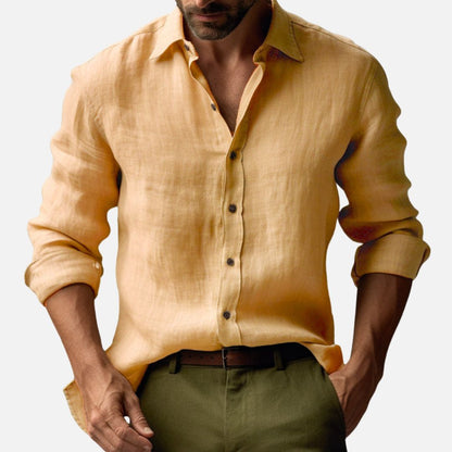 Men's Vintage Linen Blouse - Long Sleeve Blouse