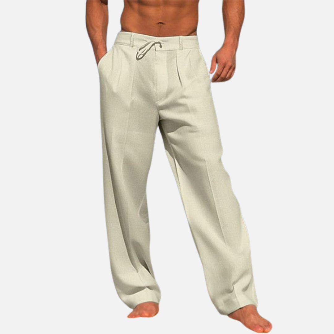Men’s Linen Trousers - Long Wide-Leg Trousers