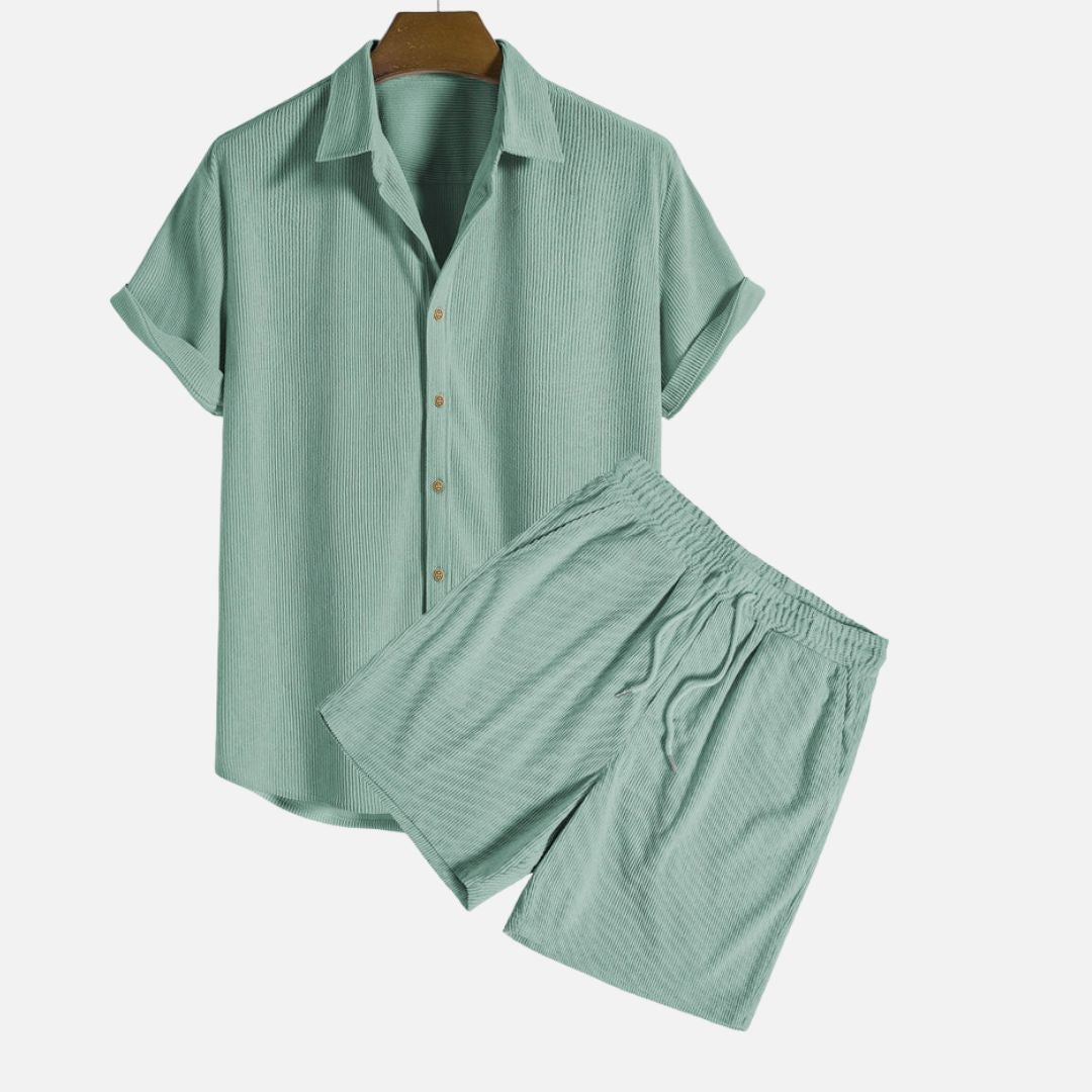 Men's Old Money Outfit - 2-Piece Shirt & Shorts Set