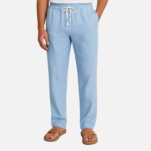 Men's Long Linen Trousers - Leisure Pants