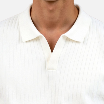 Men’s Long Sleeve Shirt - Striped Polo Shirt