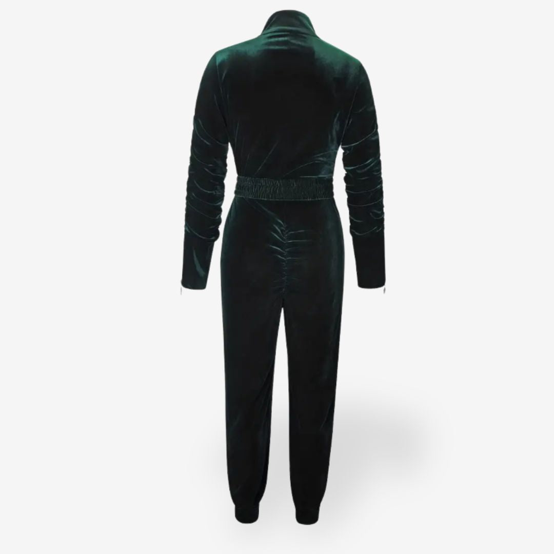 Women’s Velvet Jumpsuit in Green