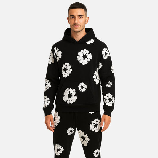 Men's Floral Tracksuit - Comfortable Hoodie and Joggers Set