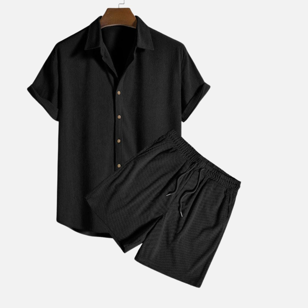 Men's Old Money Outfit - 2-Piece Shirt & Shorts Set
