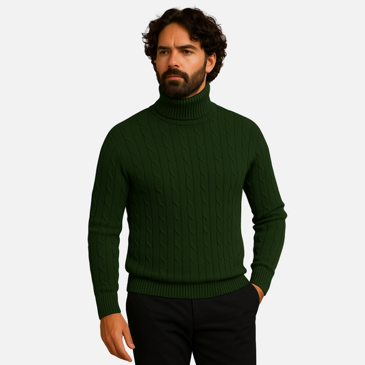 Men's Turtleneck Sweater - Knitted Wool Sweater
