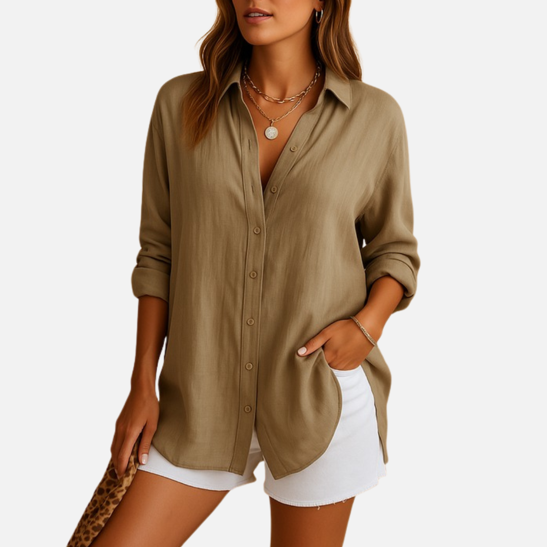 Women's Breathable Linen Button Up Shirt