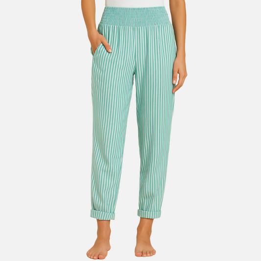 Women’s Casual Striped Linen Pants - Women's Linen Trousers