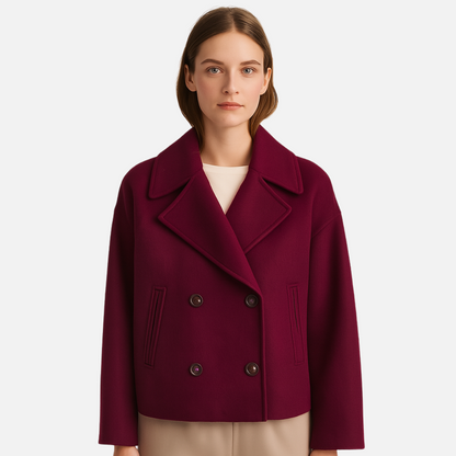 Women’s Tailored Coat - Casual Buttoned Jacket