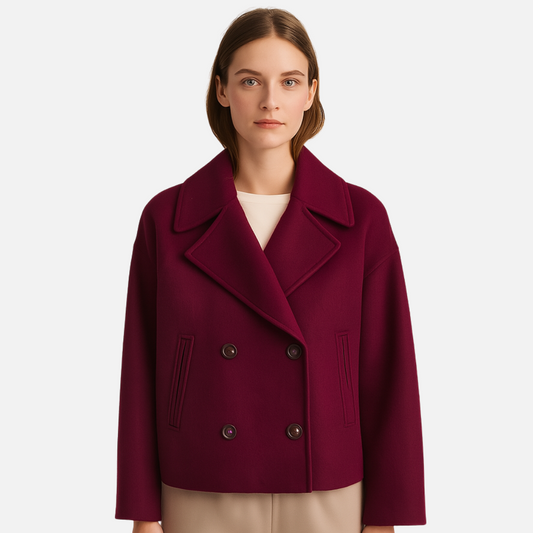 Women’s Tailored Coat - Casual Buttoned Jacket