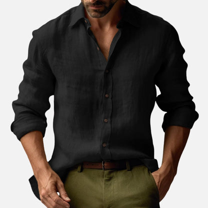 Men's Vintage Linen Blouse - Long Sleeve Blouse