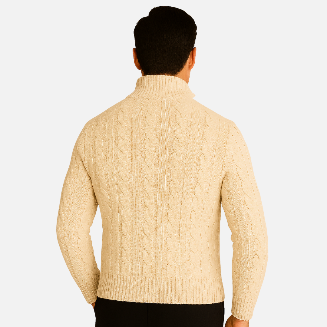 Men's Cotton Knit Half-Zip Sweater - Knitted Half-Zipper