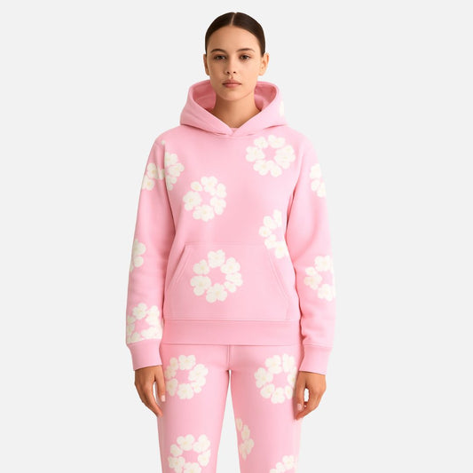 Women's Floral Tracksuit - Comfortable Hoodie and Joggers Set
