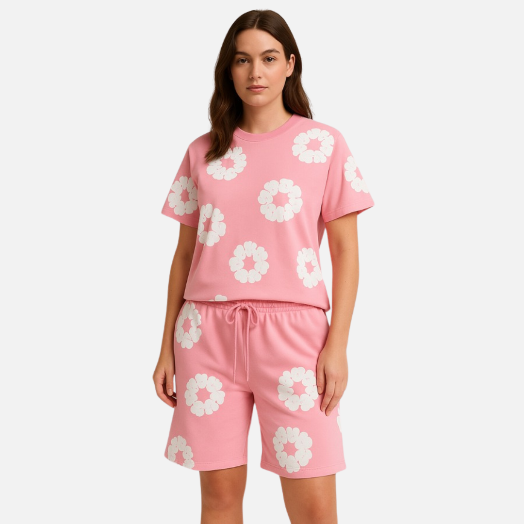 Unisex Floral Breathable T-Shirt & Shorts Outfit Set