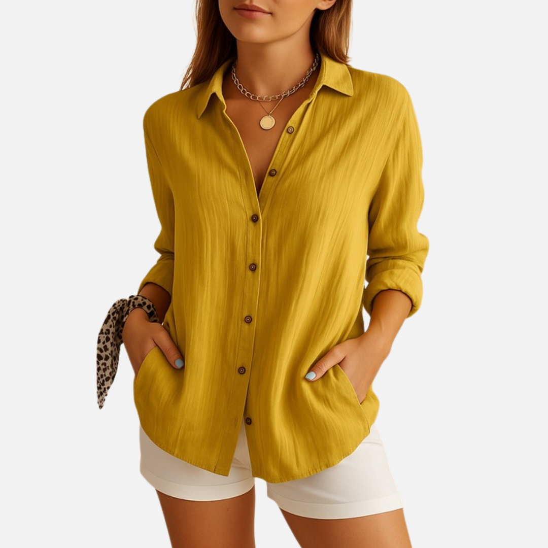 Women's Breathable Linen Button Up Shirt