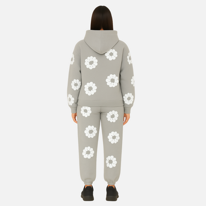 Unisex Cotton Floral Tracksuit – Comfortable Floral Hoodie & Joggers Outfit Set