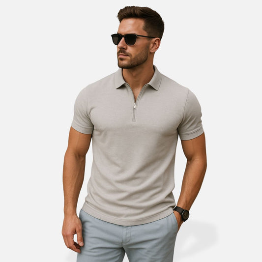 Men’s Short Sleeve Polo Half-Zipper
