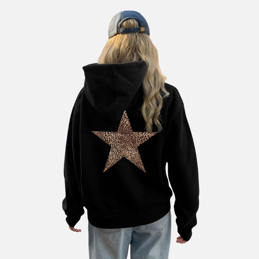Women's Leopard Hoodie - Warm and Comfortable Leopard Star Pullover