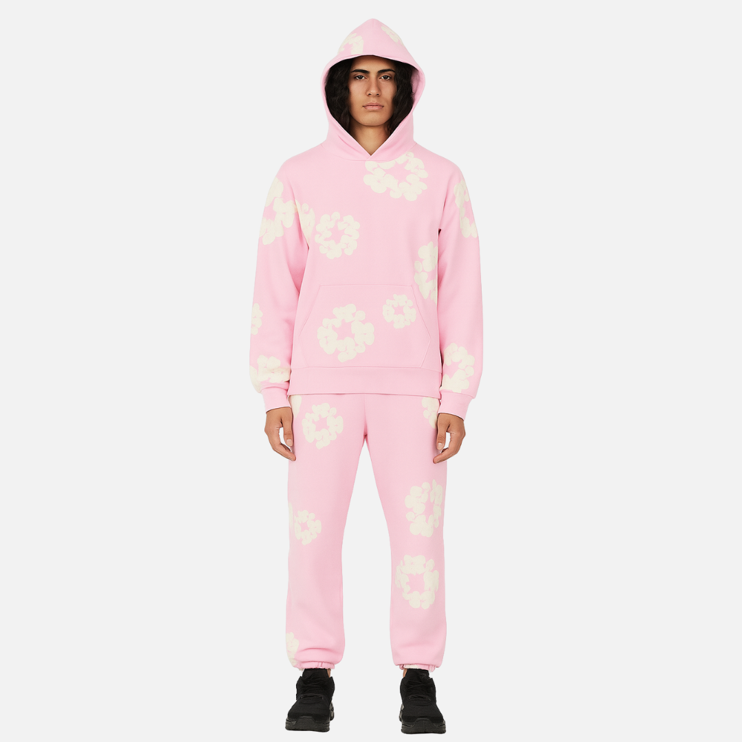 Unisex Cotton Floral Tracksuit – Comfortable Floral Hoodie & Joggers Outfit Set