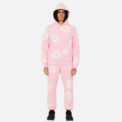 Unisex Cotton Floral Tracksuit – Comfortable Floral Hoodie & Joggers Outfit Set