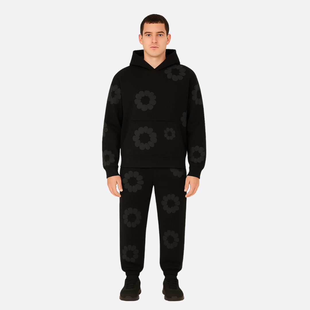 Unisex Cotton Floral Tracksuit – Comfortable Floral Hoodie & Joggers Outfit Set